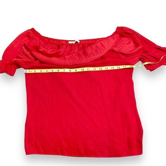 Maje Locao Off The Shoulder Ruffle Sleeve Top Red Women’s Size 3 (Small/Medium) - Picture 11 of 12